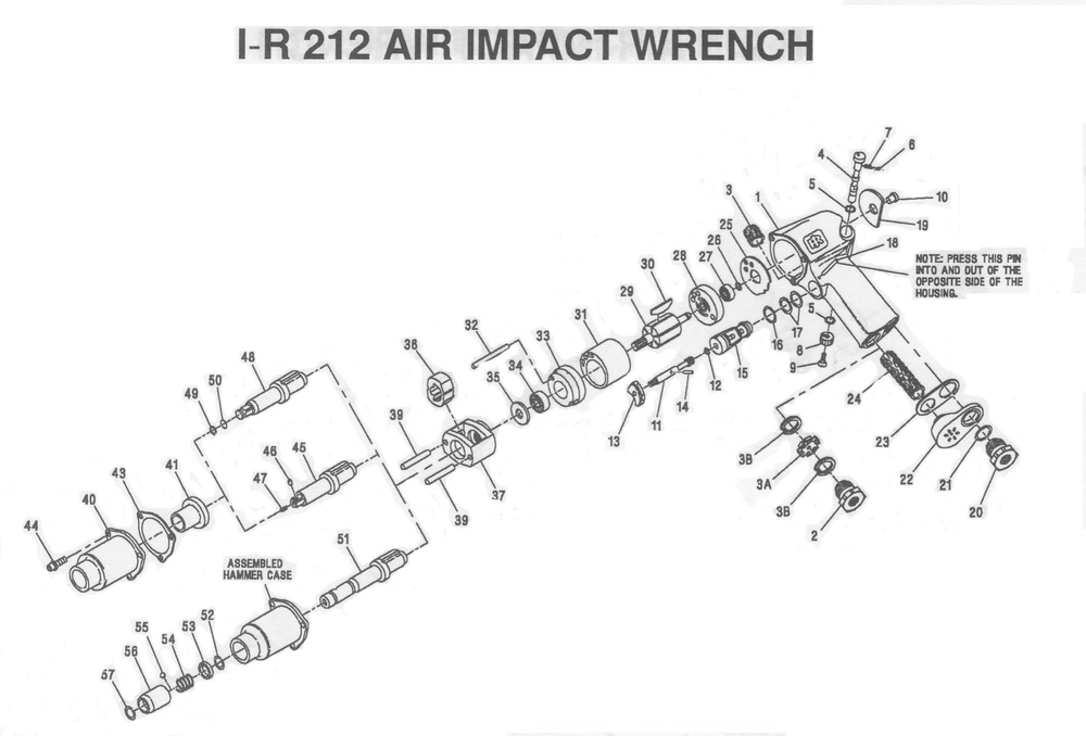 Diagram Diagram and Parts List for IR212G  Ingersoll Rand Wrench